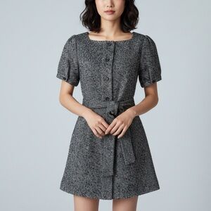 JENNIFER LOPEZ | Tweed Button Down Puff Sleeve Mini Dress Sz M